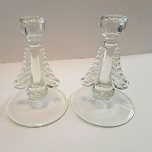 Paden City crystal Nerva clear candle sticks (set of 2)